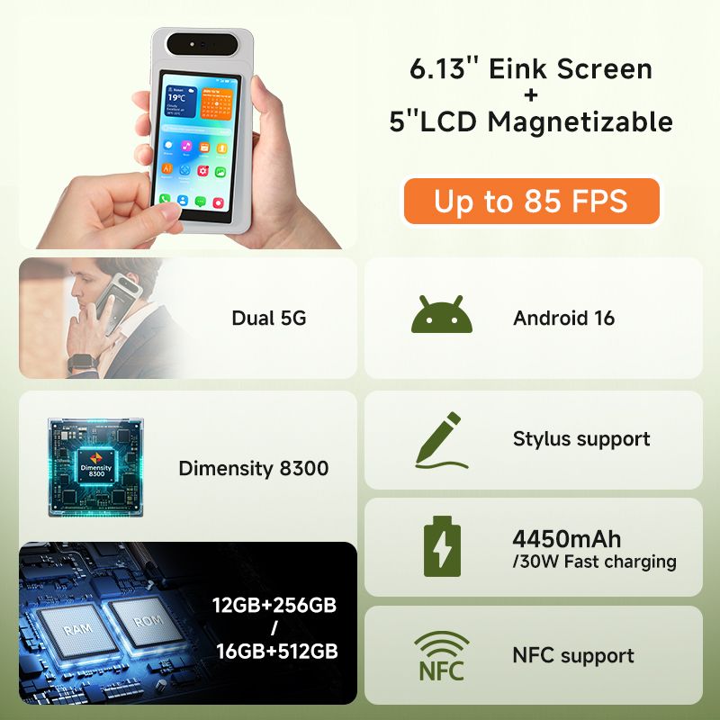 Primeiro smartphone E-Ink do mundo com 85 FPS, HiBreak Dual 3 (tela dupla E-Ink + LCD magnética), já disponível em pré-venda — equipado com Dimensity 8300 6 real 72d81095 e194 46ab b3af f1c629217f0c
